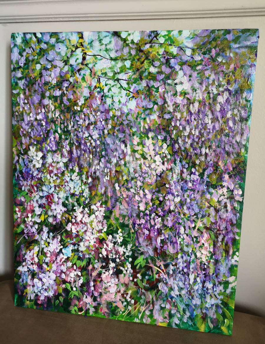 Lilacs 16x20 acrylic on wood $400